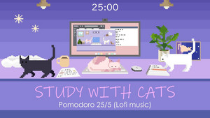 Study with Cats 📚 Pomodoro Timer 25/5 ( Chill Lofi Music for relaxing ...
