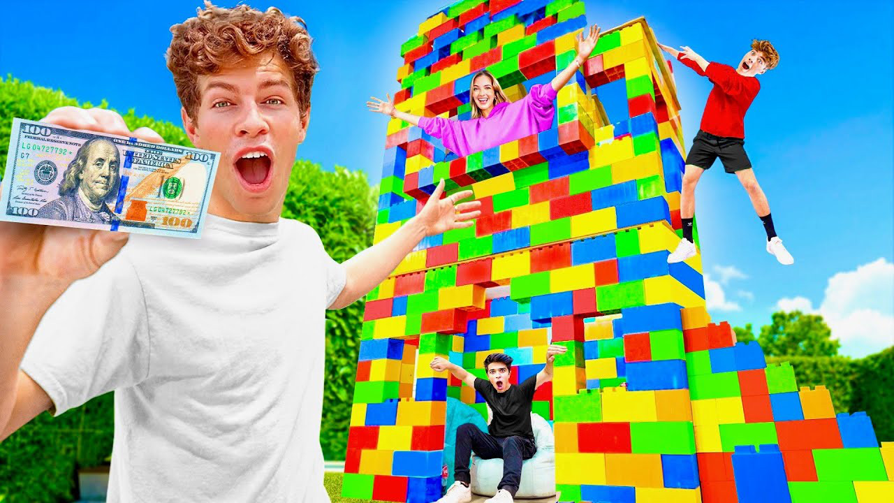 LAST TO LEAVE GIANT LEGO HOUSE WINS $10,000! - Ben Azelart | Podcast on ...