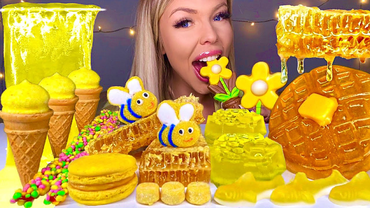 ASMR HONEYCOMB JELLY, EDIBLE BEES, NERD ROPE, LEMON DROP, EDIBLE ...