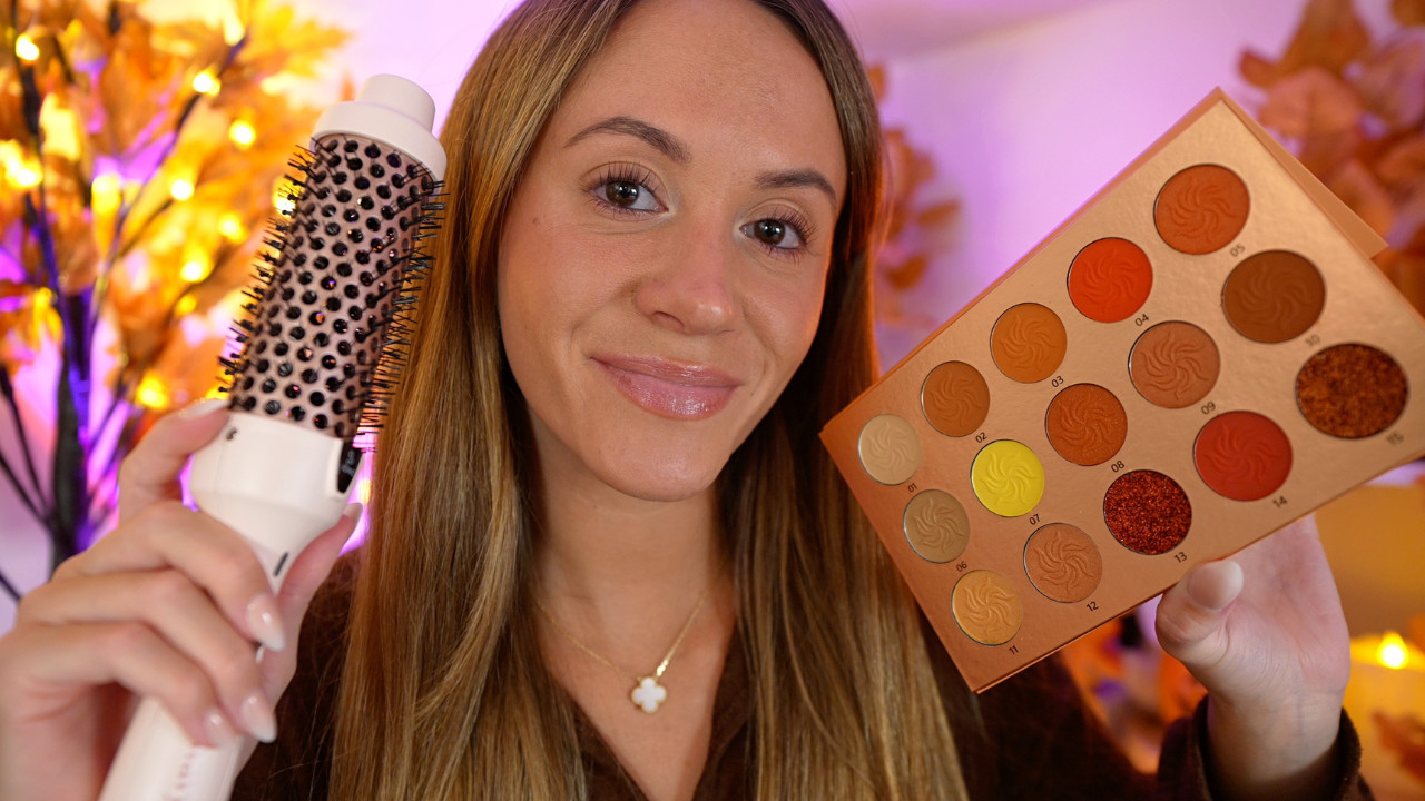 ASMR Doing Your Fall Makeup & Hair 🍁 Layered sounds, Personal Attention ...