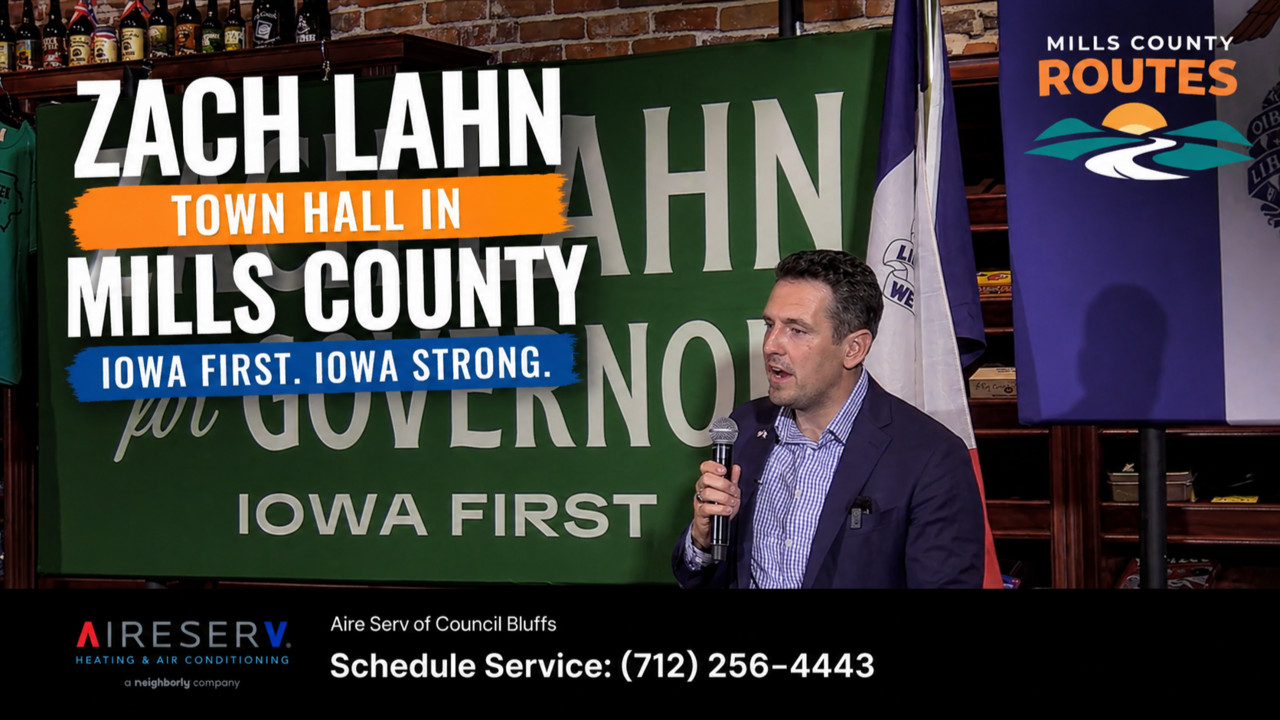 Iowa Governor Candidate Zach Lahn Speaks in Mills County | Full Town ...